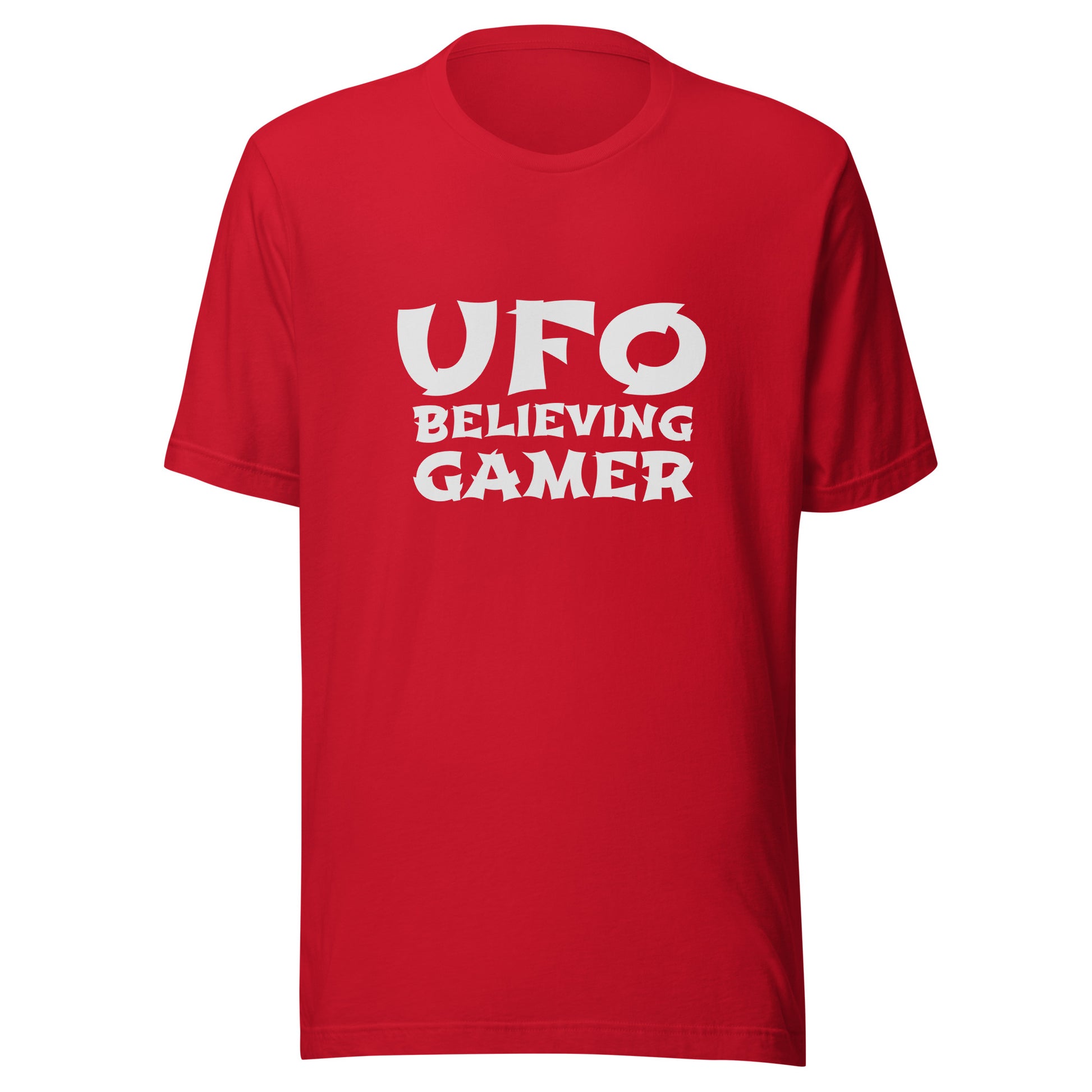 UFO Believing Gamer unisex gaming t-shirts are for gamers who believe in UFOs and love playing space alien video games.