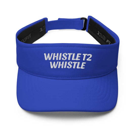 Whistle T2 Whistle embroidered sports visors are for players, coaches, and fans as a reminder champions play from whistle to whistle. 