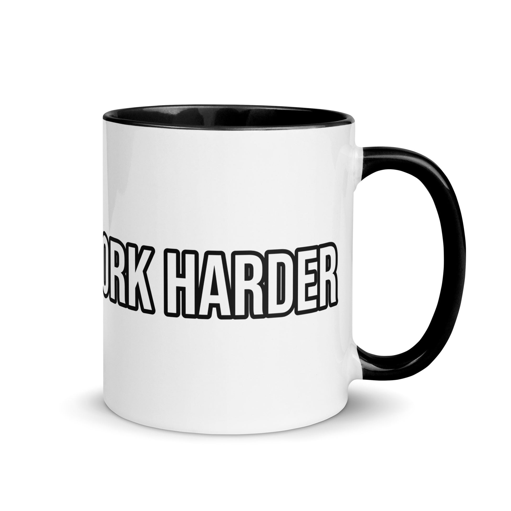 Champions Work Harder brand coffee mugs designed to encourage better work and performance from players, athletes, and employees.