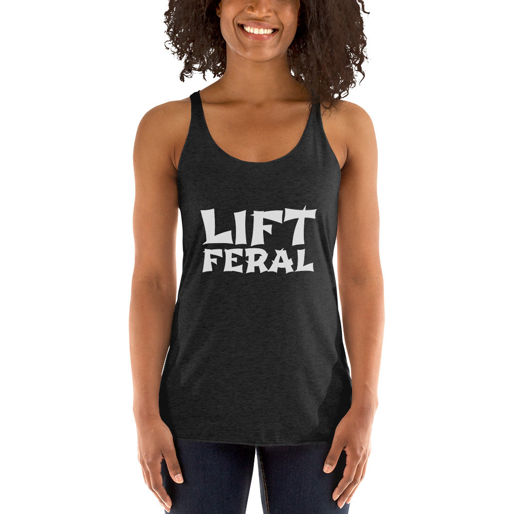 Lift Feral women's sports tank top is for the woman who loves to lift hard, and it is great apparel for workouts and the gym.