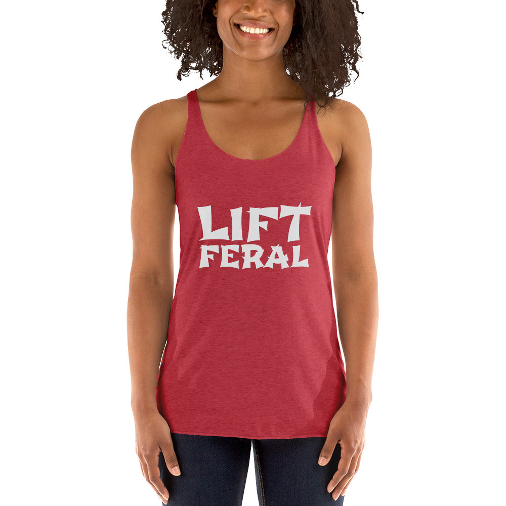 Lift Feral women's sports tank top is for the woman who loves to lift hard, and it is great apparel for workouts and the gym.