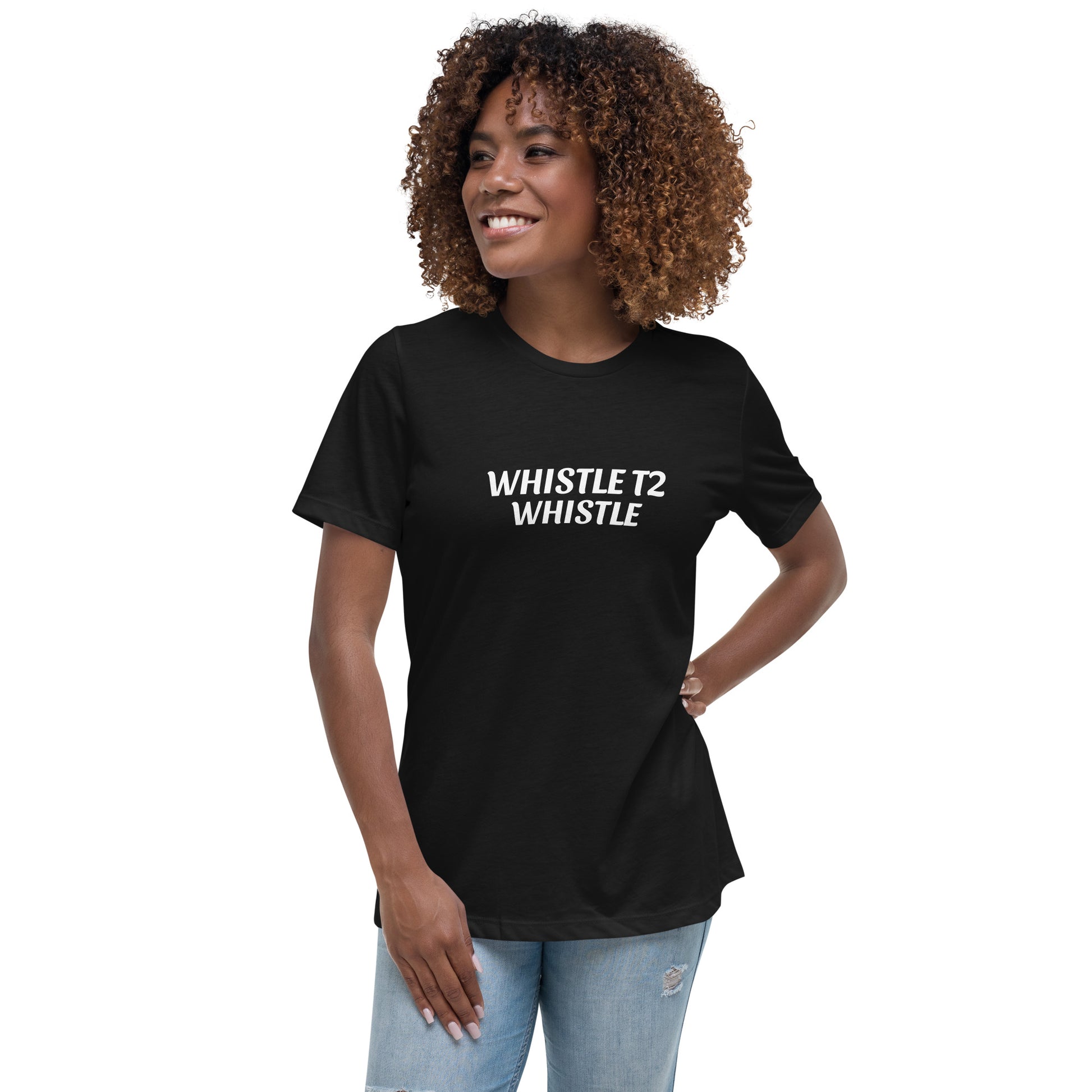 Whistle T2 Whistle women's relaxed sports t-shirts are for all sports teams, players, and coaches. Champions play from whistle to whistle.