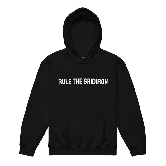 Rule the Gridiron brand sports hoodie for football players and teams.