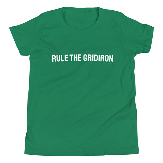 Rule the Gridiron brand youth sports t-shirt for youth football players and teams.